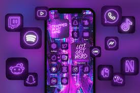 1.15 neon app icon netflix. 120 Purple Neon Ios 14 App Icon Pack Custom Designed Icons Creative Market
