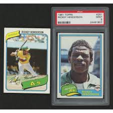 Maybe you would like to learn more about one of these? Lot Of 2 Rickey Henderson Baseball Cards With 1980 Topps 482 Rc 1981 Topps 261 Psa 9 Pristine Auction