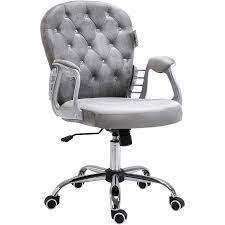 Grey Velvet Chesterfield Swivel Chair Chair Swivel Chair Stylish Office Chairs