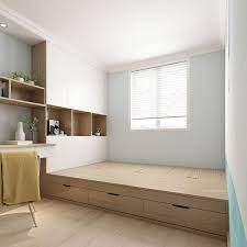 Japanese Style Tatami Bed Wardrobe Integrated High Box Storage Bed 1 2 M Small Apar Small Room Design Bedroom Small Apartment Interior Minimalist Bedroom Small