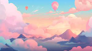 山 雲 カラフルな雲 漫画イラスト 空 かわいい 背景イラスト, 色付きの雲, カートゥーン, 空背景画像素材無料ダウンロード - Pngtree