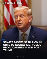 The Senate voted early Thursday to cut $9 billion in federal funding for  global aid programs and public broadcasting. The move, viewed by some as  mostly symbolic, would cut one-tenth of 1%