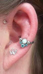 Noel Got To Adorn This Conch With A Tiara Today This Is A Gem Cluster From Anatometal Featuring A White Opal And Ear Jewelry Piercings Ear Conch Conch Jewelry