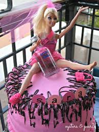 Barbie doll cake w/ fondant lavender ombre dress.made this for my neighbors daughter sweet 16 birthday.by elisa garcia. Drunk Barbie Cake