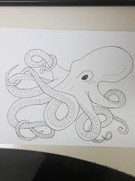 By the way, usually the eye line is silhouette of doctor octopus is ready, let's start to add details. Octopus Line Drawing From My Night Shift Drawing