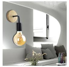 Counterbalance swing arm led wall light: Wood Wall Lamp Vintage Sconce Wall Lights Fixture E27 110v 220v Bedsid Tonybook
