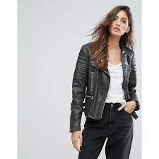 Goosecraft Zip Detail Buckled Collarless Biker Jacket 405 Liked On Polyvore Featuring Outerwear J Biker Jacket Green Leather Jackets Leather Jacket Black