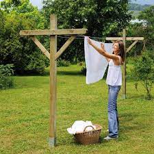etendoir a linge bois 20 m de cable hauteur 1 80 m poteaux 7 x 7 cm etendoir linge etendoir a linge sechoir linge