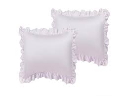 Vivianne euro sham in rose quartz, satin with venise lace pillowcase in pebble, silk velvet embroidered standard pillowcase in rose quartz. Euro Ruffled Pillow Shams Set Of 2 26x26 Inch Satin Pillowcase For Hair And Skin Silky Oxford Pillow Cases Covers With Envelope Closure Lavender Gray Newegg Com