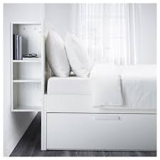 Brimnes White Luroy Bed W Storage And Headboard Standard Double Ikea Bed Frame With Storage Headboard Storage Brimnes Bed
