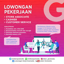 Pt gema sehat indonesia adalah salah satu perusahaan yang bergerak di bidang otomotif terbesar di kota sumatera utara yang menyediakan perawatan, perbaikan, pengadaan sparepart, dan aneka aksesoris mobil. Lowongan Kerja Gramedia Hai Grameds Area Tangerang Dan Sekitarnya Kami Open Recruitment Untuk Area Tangerang Dan Sekitarnya Pendaftaran Dibuka Mulai Tgl 2 10 Oktober 2019 Grameds Bisa Langsung Daftar Di Atrium Mal