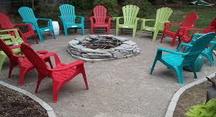 Firepit And Colorful Seating Area Outdoor Improvements Fire Pit Seating Fire Pit Furniture
