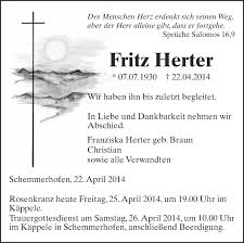 Traueranzeigen Von Fritz Herter Schwaebische De Trauerportal