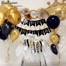 Decorations are integral to any special occasion. Boy Black Birthday Balloons Set Gold Crown 18th Birthday Party Backdrop Baby Shower Party Supplies Party Backdrops Aliexpress