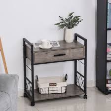 These wooden (mostly solid wood) bedside tables will fit perfectly in your bedroom and match with most interior styles! Homcom Industrial Style Side Table With 1 Drawer Shelf Wheels Wooden Bedside Table Night Stand Home Furniture Grey Overstock 32193105
