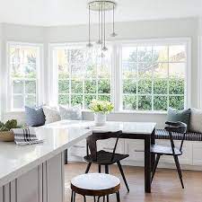 Dining tables have a real knack for never quite fitting where you want them to and requiring a larger sacrifice of floor space than you initially anticipated, but slot one pushing the back of your chaise into a bay window alcove will minimise how much of the reclining section actually juts out into the room. Bay Window Rectangular Dining Table Design Ideas