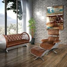 Baxton studio reneau gray fabric set of 4 upholstered dining chair. Vintage Aviator Mid Century Modern Lounge Chair And Ottoman Rustic Deco Incorporated