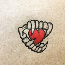 Maybe you would like to learn more about one of these? Cute Dotwork Vampire Teeth With A Tiny Red Heart Inside Tattoo Design Tattooimages Biz