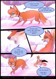 310861 - safe, artist:rukifox, oc, oc only, oc x oc, oc:abby (rukifox),  oc:miyuki (rukifox), oc:rick (rukifox), canine, fox, mammal, red fox,  feral, comic:breed me!, black nose, blue eyes, bush, cave, cheek fluff,