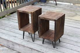 Pair Of End Tables Side Tables Reclaimed Wood Night Stands Plant Stands Entry Tables Hairpin Legs Industrial Side Tables With Images Diy End Tables Interior Design Rustic Decor