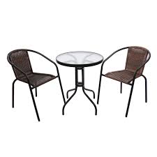 Dedeman Set Masa Rotunda Cu 2 Scaune Pentru Gradina Bistro Wr1215 Din Metal Cu Ratan Sintetic Dedicat Planurilor Tale