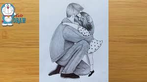 Father Daughter Heart Touching Drawing How To Draw Father And Daughter Step By Step Youtube Dad Drawing Father S Day Drawings Father Art