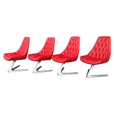 Set Of 4 Chromcraft Sculpta Unicorn Chairs Star Trek Chair Rare Original Red Chair Mid Century Dining Chairs Red Chair
