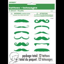 Finger tattoos and regret go hand in hand. Partymart Wearables Green Mustache Finger Tattoo