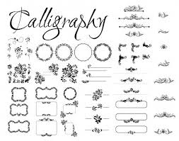Download Set Of Calligraphic Design Elements Page Decor Dividers And Ornate Headpieces Rome Style Calligraphy For Free Vector Free Design Elements Vector Business Card