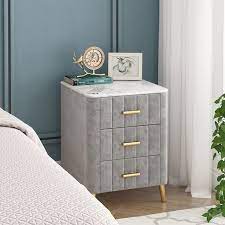 Moderner Nachttisch Aus Grauem Samt Nachttisch Nachttisch 3 Schubladen Kunstmarmor Nachttisch-homary In 2021 Marble Nightstand Modern Nightstand Gray Nightstand