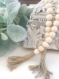 Farmhouse Beads Farmhouse Decor Home Decor Beads Wood Beads By Ashandhartfloral On Etsy Wood Bead Garland Beaded Garland Wooden Bead Garland