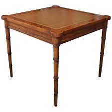 Faux Bamboo And Leather Burl Square Card Table By Drexel Faux Bamboo Square Card Table Cards