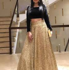 Black Boat Neck Crop Top Lehenga Golden Lehenga Indian Skirt Crop Top Wedding Party Wear Etsy Indian Gowns Dresses Indian Lehenga Lehenga Designs