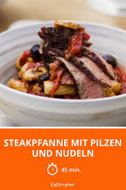 Steakpfanne Mit Pilzen Und Nudeln Rezept Steakpfanne Lebensmittel Essen Essen Und Trinken