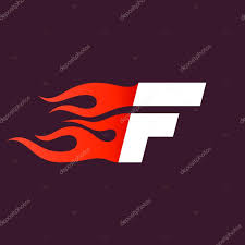 fast fire letter f logo on dark stock vector