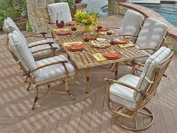 Woodard Glade Isle Aluminum 84 W X 42 D Rectangular Thatch Top Dining Table With Umbrella Patio Furniture For Sale Furniture Dining Table Patio Dining Table
