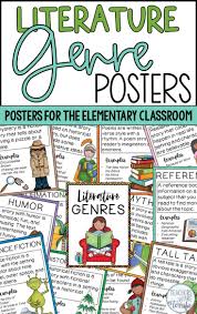 Literature Genre Posters In Watercolor Genre Posters Literature Genres Elementary Classroom