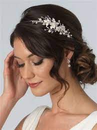 Freshwater Pearl Bridal Headband Rhinestone Wedding Headpiece Asymmetrical Headbands Usabride Portret