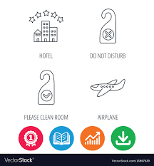 Hotel Airplane And Clean Room Icons