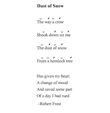 Dust Of Snow Robert Frost Robert Frost Give It To Me Dust