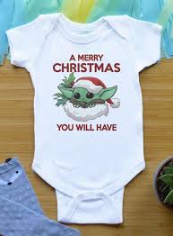 Baby Yoda Christmas Baby Bodysuit Baby Yoda Christmas Shirt Etsy Baby Bodysuit Funny Baby Clothes Christmas Shirts