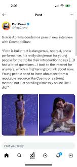 Gracie Abrams on cover of cosmo says to not watch porn and get educated  reading cosmo 💀 : rLAinfluencersnark