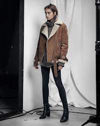 The Hawley Oversized Shearling Biker Crafted In Luxuriously British Shearling This Oversi Leather Jackets Women Biker Jacket Outfit Women Jacket Outfit Women