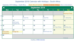 September 2019 Calendar With Holidays South Africa September Septemberholidays 2019calendar Septemberho Federal Holiday Calendar Calendar Catholic Holidays