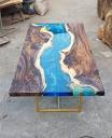 Customizable Blue River Table Epoxy Inlay Senna Siamea Wood Table ...