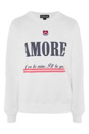 Embroidered Amore Slogan Sweatshirt Hoodies Sweats Clothing Topshop Sweatshirts Slogan Sweatshirt Slogan Shirts