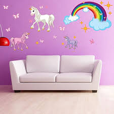 If you are looking for a fantastical mural for your little princess you should take a much closer look at our beautiful fairytale unicorn wallpaper mural. Unicorn Set Wall Decal With Rainbow Girls Room Wall Decal Sticker For Girls Nursery Vinyl Wall Art Kids Room Decor Ds 886 20in X 23in Walmart Com Walmart Com