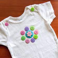 How To Decorate A Plain Onsie With Fun And Colorful Buttons Sewing Baby Clothes Baby Embroidery Applique Onesie