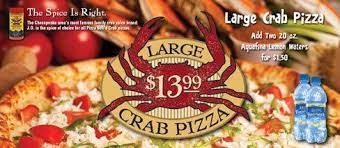 now for a limited time j o spice is being used on pizza bolis crab pizza spiced crab crab spices