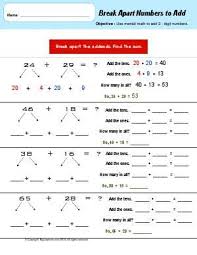 Worksheet Break Apart Numbers To Add Use Mental Math To Add 2 Digit Numbers Envision Math Mental Math 2nd Grade Math